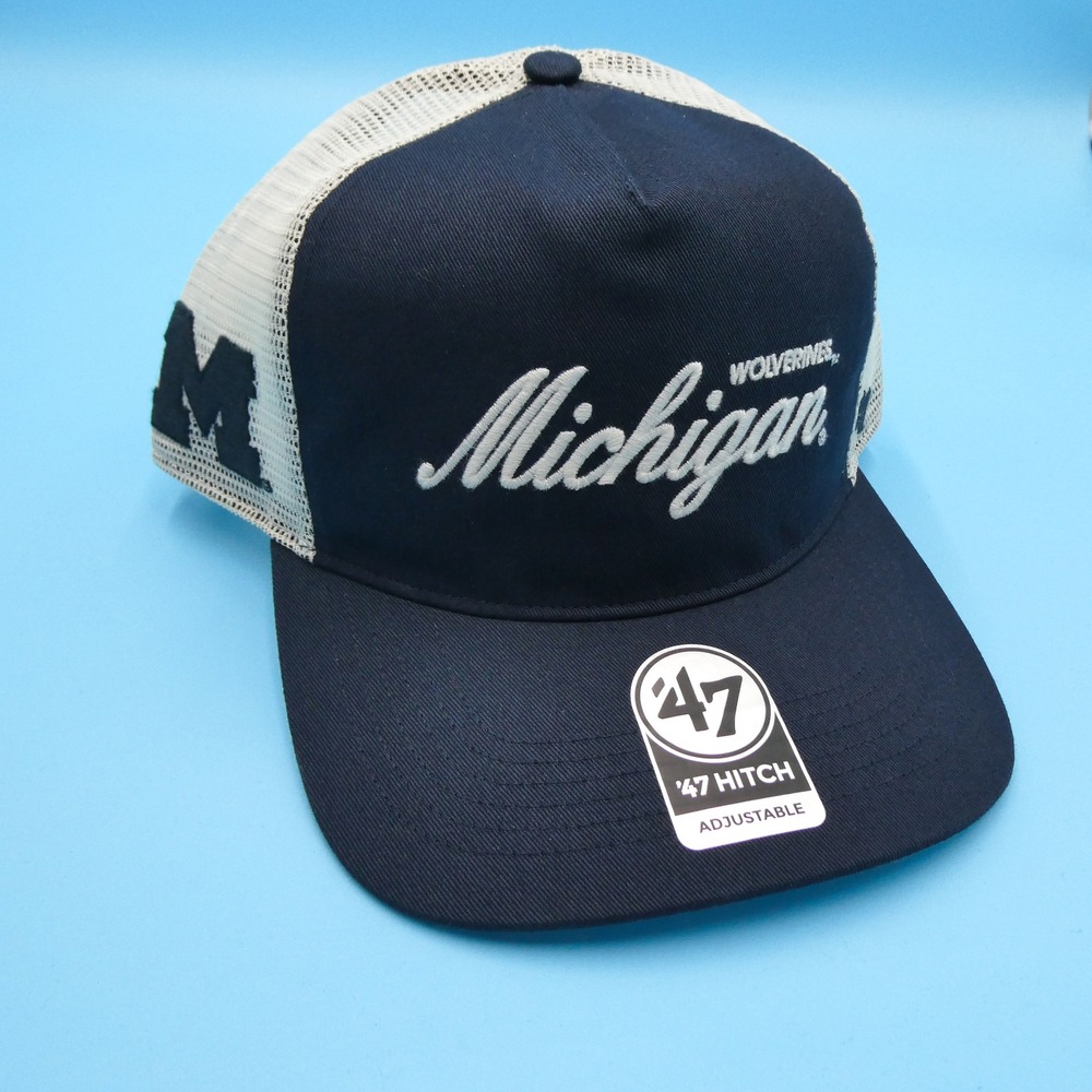 '47 Brand Hat Men One Size 47 Hitch Michigan Wolverines Navy White Mesh Snapback
